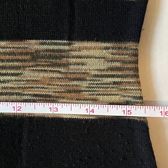 Calvin Klein Knit Brown, Black Striped Fitted 3/4 Sleeve Sweater Dress, M - Picture 9 of 11